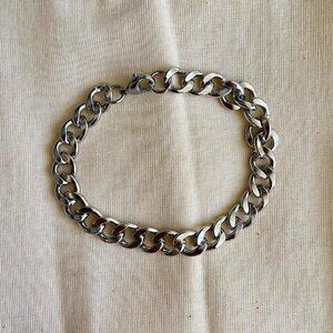 silver cuban link stainless steel chain bracelet